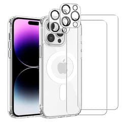 Obal iPhone 14 Pro Max a 2 ochranna obrazovky - TPU - Priehľadná
