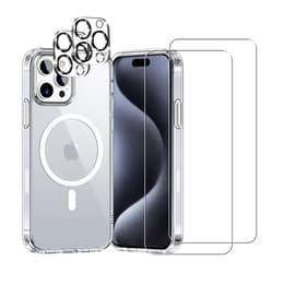 Obal iPhone 15 Pro Max a 2 ochranna obrazovky - TPU - Priehľadná