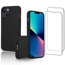 Obal iPhone 13 mini a 2 ochranna obrazovky - Silikón - Čierna
