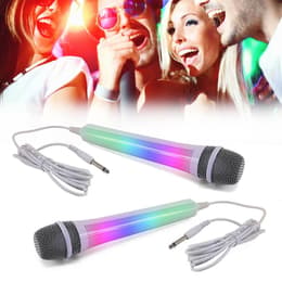 Audio príslušenstvo Pack Karaoké 2 Microphones filaires dynamiques - White - Effet lumineux Disco - MR ENTERTAINER G158BG