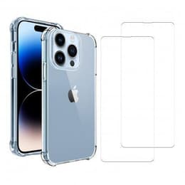 Obal iPhone 14 Pro a 2 ochranna obrazovky - TPU - Priehľadná