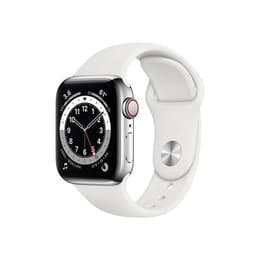 Apple Watch (Series 6) 2020 GPS 40mm - Nerezová Strieborná - Sport band Biela