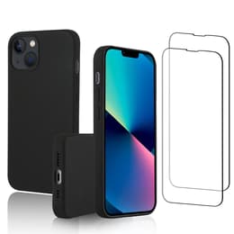 Obal iPhone 14 a 2 ochranna obrazovky - Silikón - Čierna
