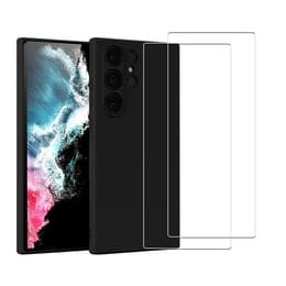 Obal Galaxy S22 Ultra 5G a 2 ochranna obrazovky - Silikón - Čierna