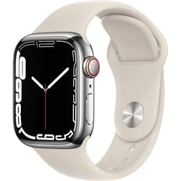 Apple Watch (Series 7) 2021 GPS + mobilná sieť 45mm - Nerezová Sivá - Sport band Biela
