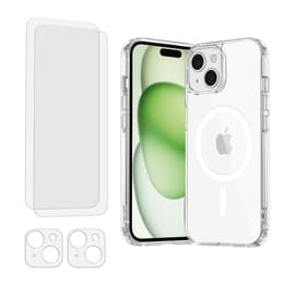 Obal iPhone 15 Plus a 2 ochranna obrazovky - TPU - Priehľadná