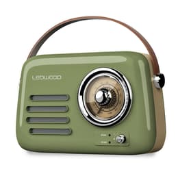 Rádio Radio Rétro portable Ledwood ALMA, FM, Bluetooth Entrée USB, Puissance 3W - Batterie 3,7V-1500mAh - Retro Vintage - Vert Olive