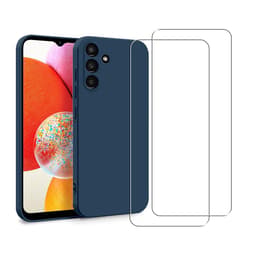 Obal Galaxy A14 a 2 ochranna obrazovky - Silikón - Modrá