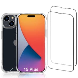 Obal iPhone 15 Plus a 2 ochranna obrazovky - Recyklovaný plast - Priehľadná