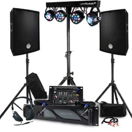 PA Reproduktor Pack Sono BM SONIC Ampli 1000W, Paire d'Enceintes Passives 2x300W, Table de Mixage, Portique 4 Lumières Xperformer, Pieds