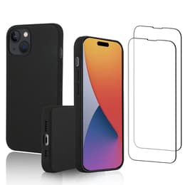Obal iPhone 15 a 2 ochranna obrazovky - Silikón - Čierna
