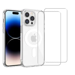 Obal iPhone 14 Pro a 2 ochranna obrazovky - TPU - Priehľadná