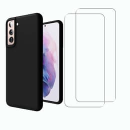 Obal Galaxy S21 FE 5G a 2 ochranna obrazovky - Silikón - Čierna
