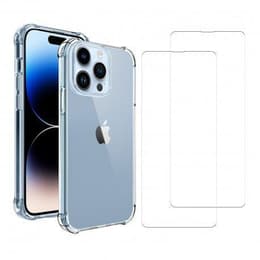 Obal iPhone 14 Pro Max a 2 ochranna obrazovky - TPU - Priehľadná