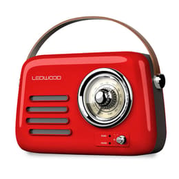Rádio Radio Rétro portable Ledwood ALMA, FM, Bluetooth 5.3 Entrée USB, Puissance 3W - Batterie 3,7V-1500mAh - Retro Vintage - Rouge