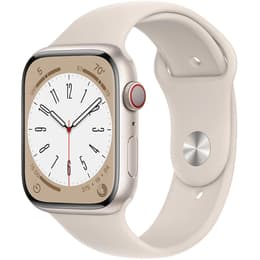 Apple Watch (Series 8) 2022 GPS 45mm - Hliníková Starlight - Sport band Biela