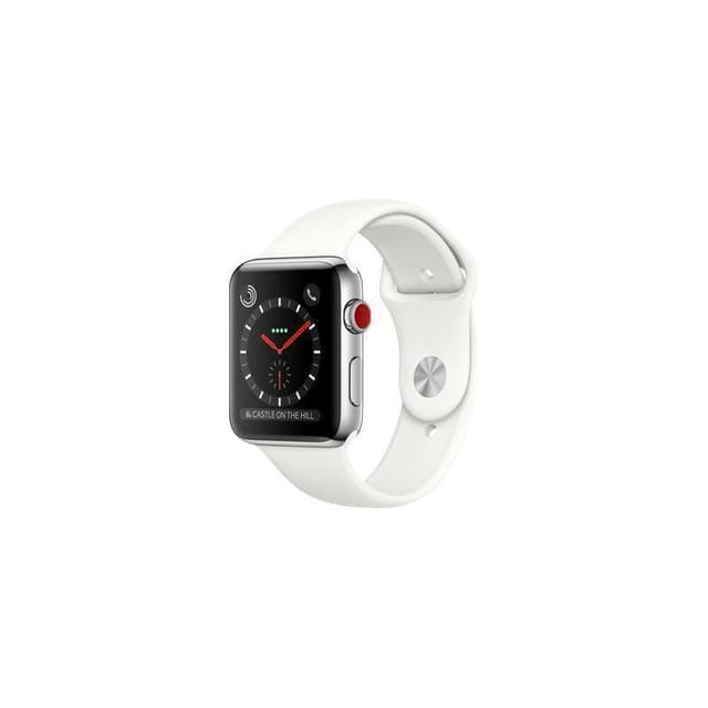 Apple Watch (Séria 3) september 2017 38mm - Nerezová Strieborná - Sport Loop Biela