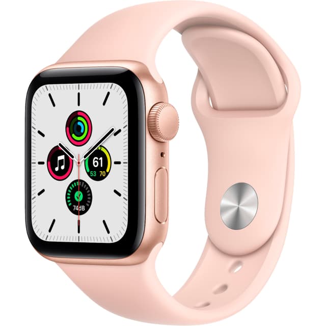 Apple Watch (Séria SE) september 2020 40mm - Hliníková Zlatá - Sport Loop Piesková ružová
